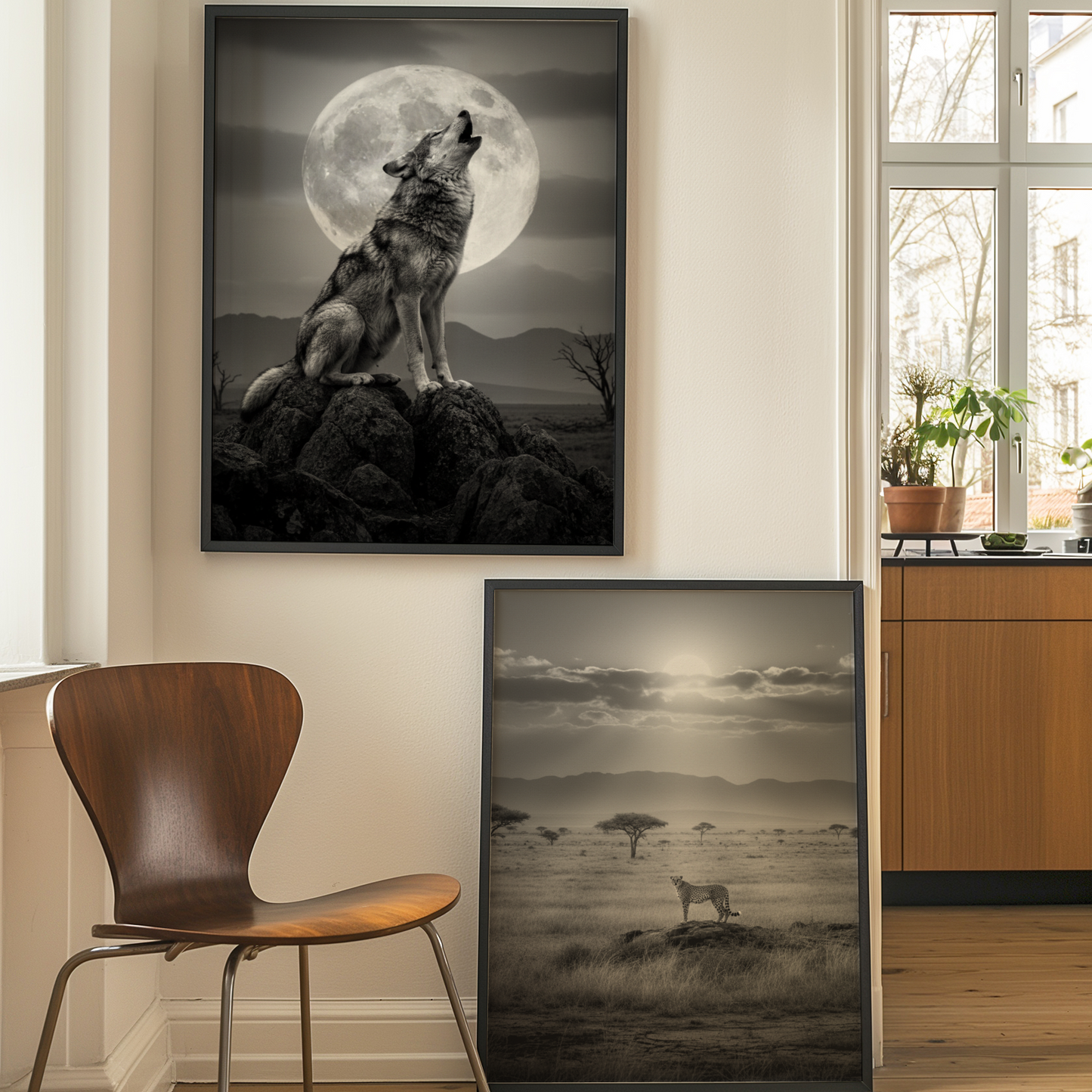 ästhetische Poster in schwarz weiß, minimalistisches poster, ästhetische Wildnis
