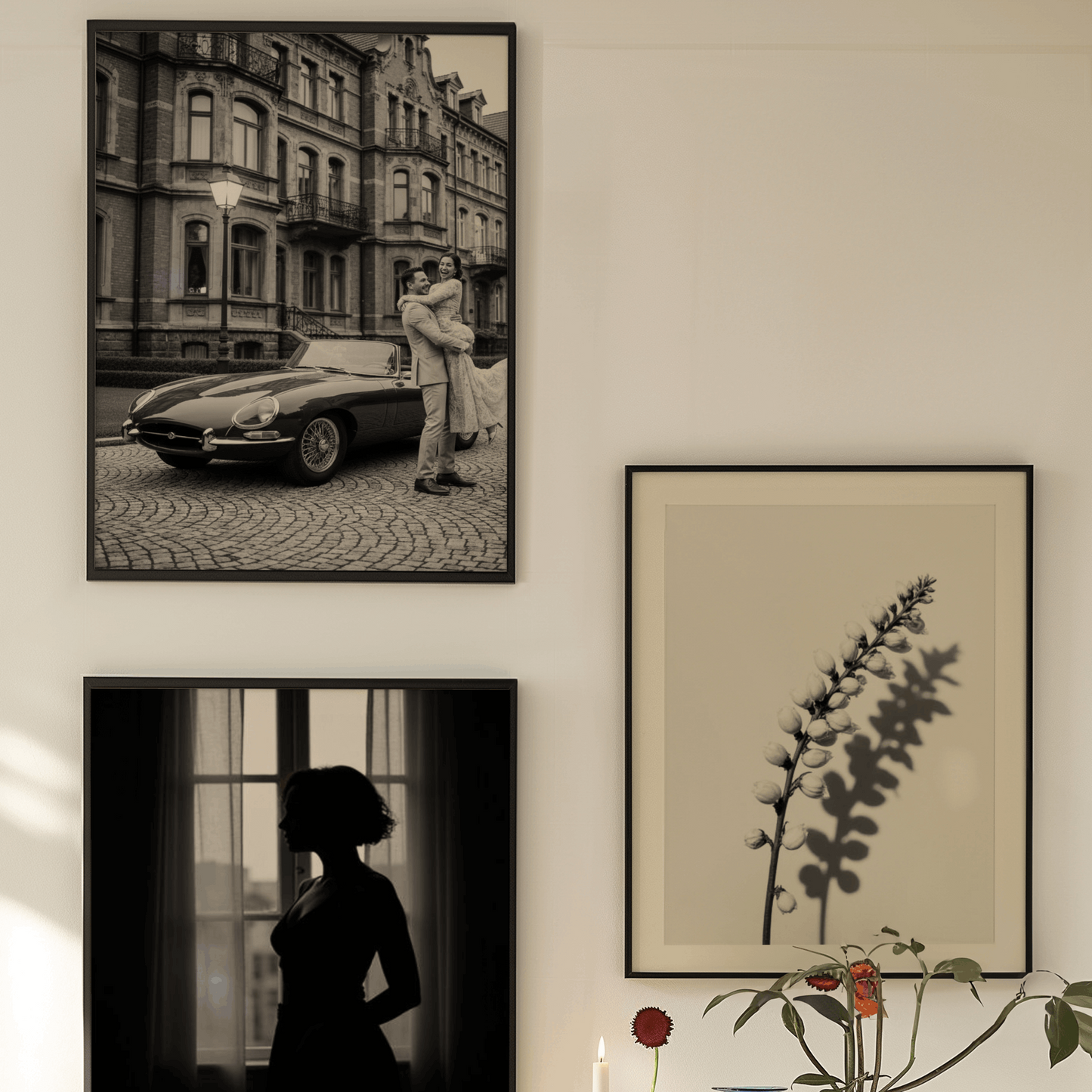 Ästhetisches Poster mit einem Oldtimer, Old money stil, schwarz weiß Poster