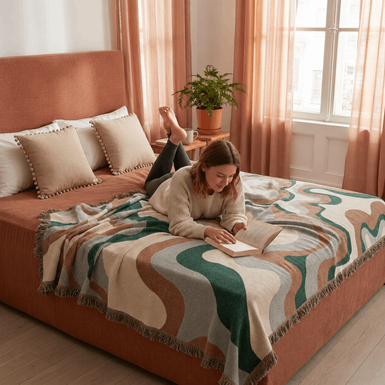 Farbenfrohe Boho Tagesdecke