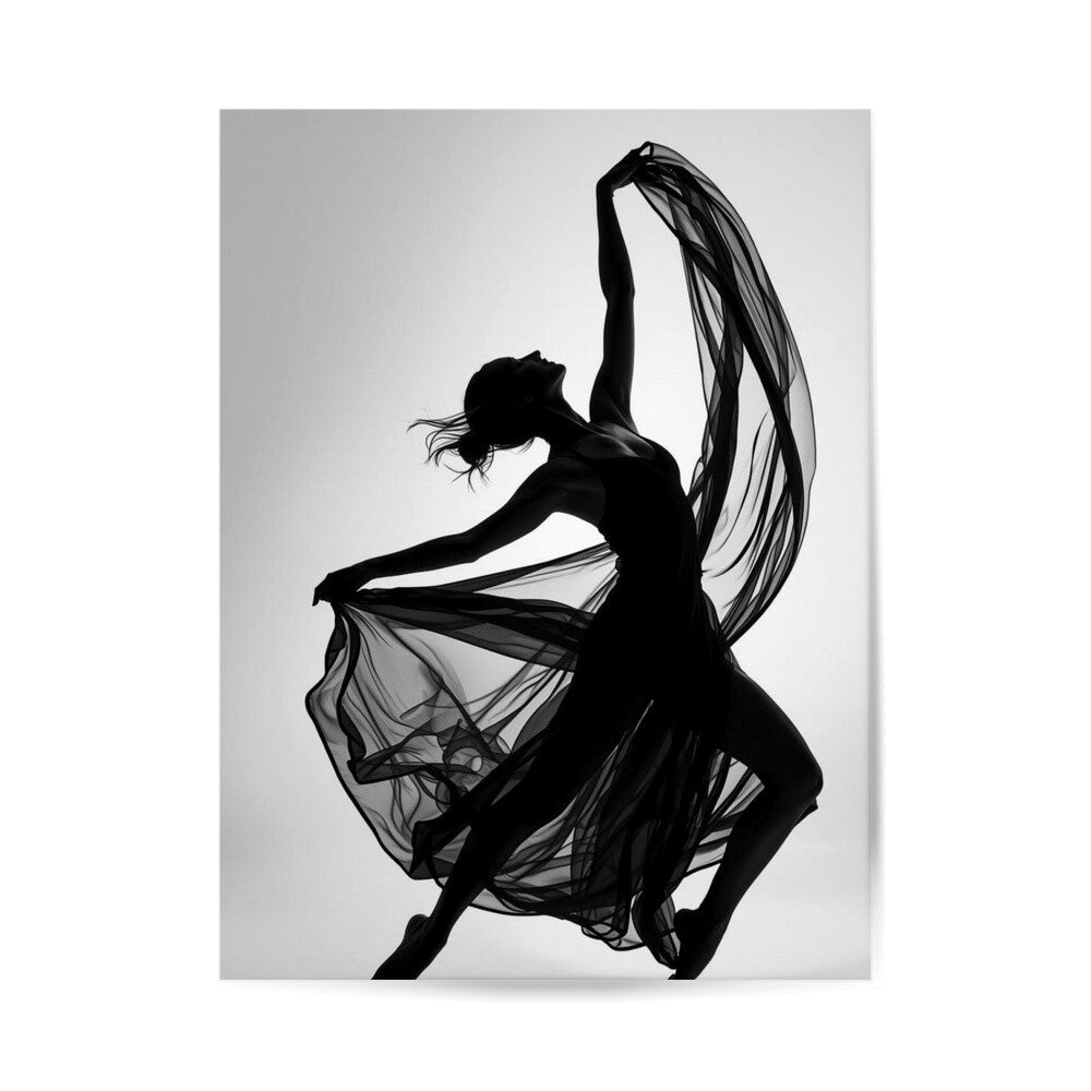 Poster von tanzender Frau, Ballerina, Elegante Dekoration, modernes Poster, Poster in schwarz weiss, ästhetische Dekoration