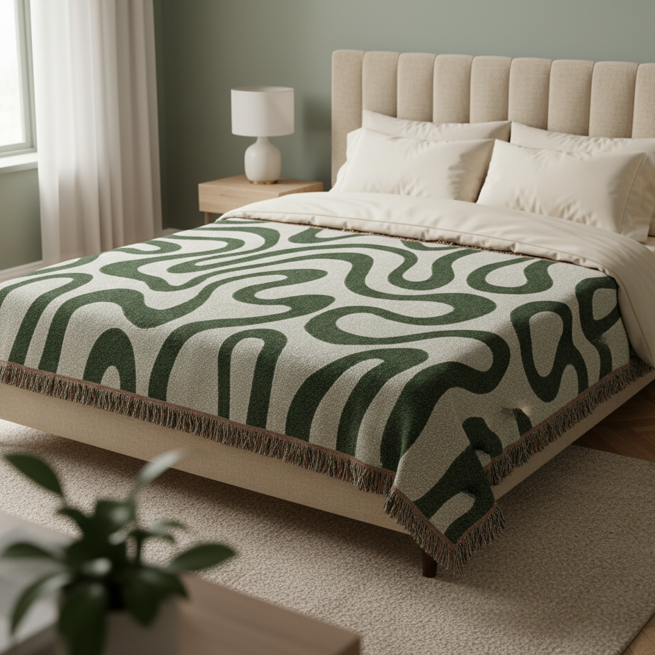 Abstract Swirl Tagesdecke im Boho Stil