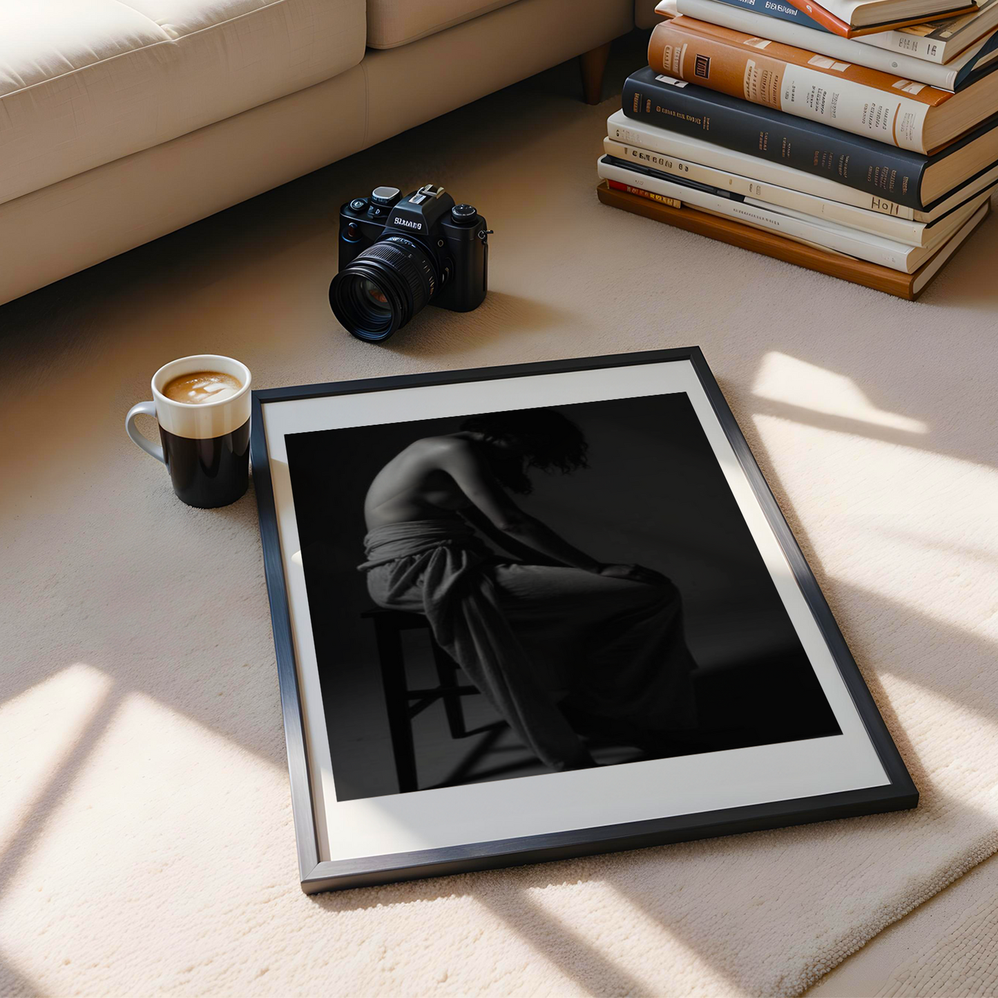poster in schwarz weiß, minimalistisches poster mit weiblicher Figur, Dunkle Ästhetik, 