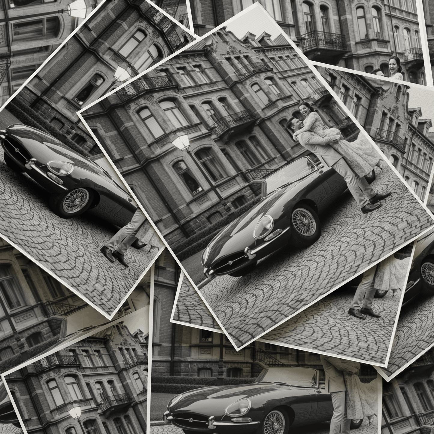 Ästhetisches Poster mit einem Oldtimer, Old money stil, schwarz weiß Poster 