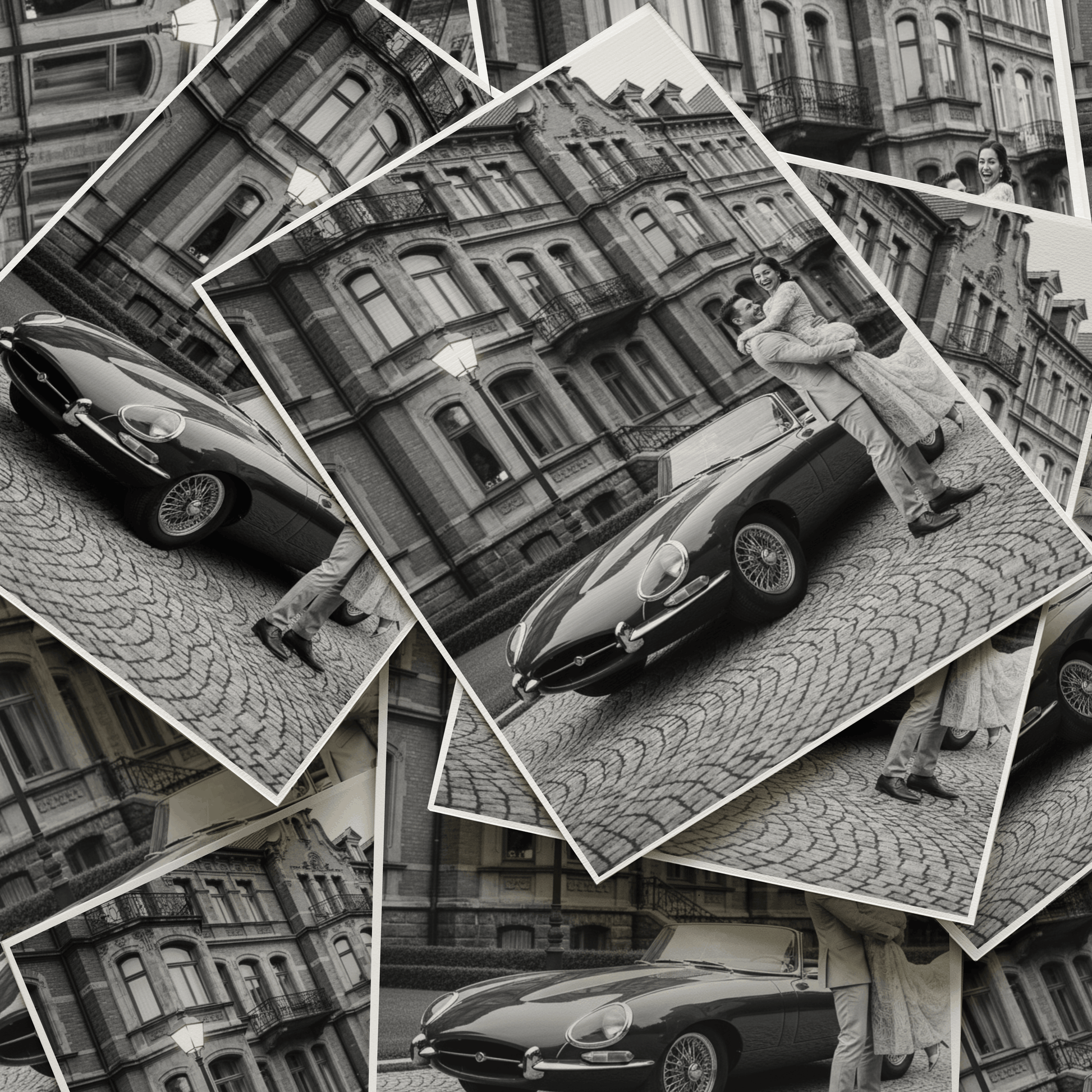 Ästhetisches Poster mit einem Oldtimer, Old money stil, schwarz weiß Poster 